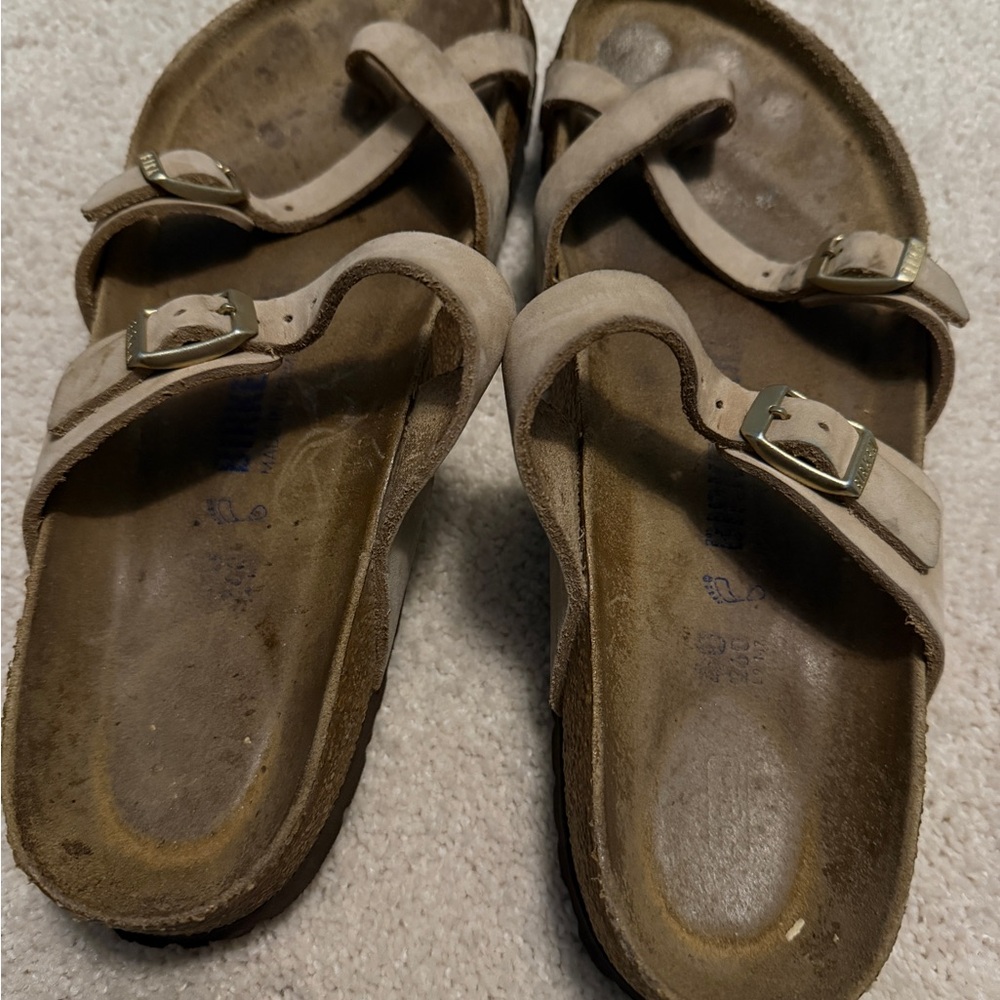 Birkenstock Taupe Suede Double Buckle Sandals